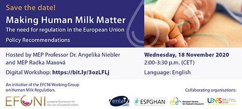 Фото до новини «EFCNI запрошує взяти участь у семінарі «EU-Regulation on Human Milk»»